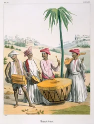 Músicos con un gran tambor, 1827-35